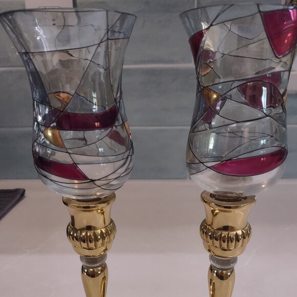 Vtg Mosaic Peglite pair of candleholders - Picture 4 of 7